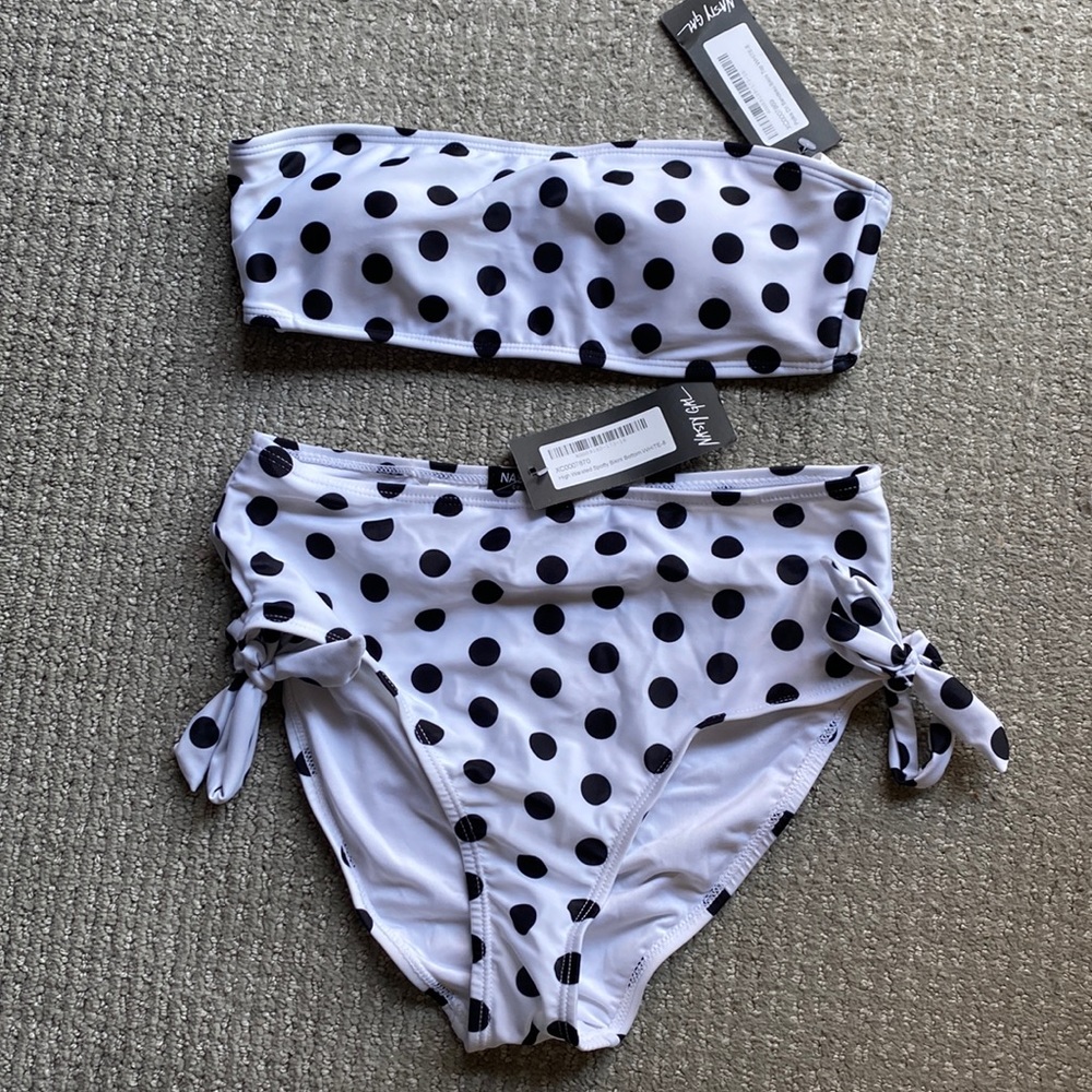 NWT Nasty Gal Polka dot high waisted bikini